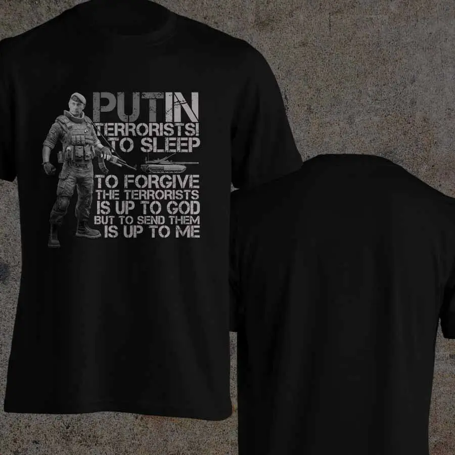 Başkan Vladimir Putin T-Shirt Alıntı Anti Terörist Rus Ordusu Erkek T-shirt Kısa Rahat %100 % Pamuklu Gömlek