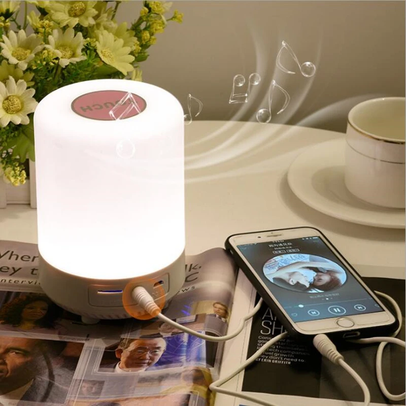 Gece lambası luminaria masa lambası Bluetooth müzikli ışık cep telefonu eller serbest destek TF kart çalar hoparlör renkli ışıklar