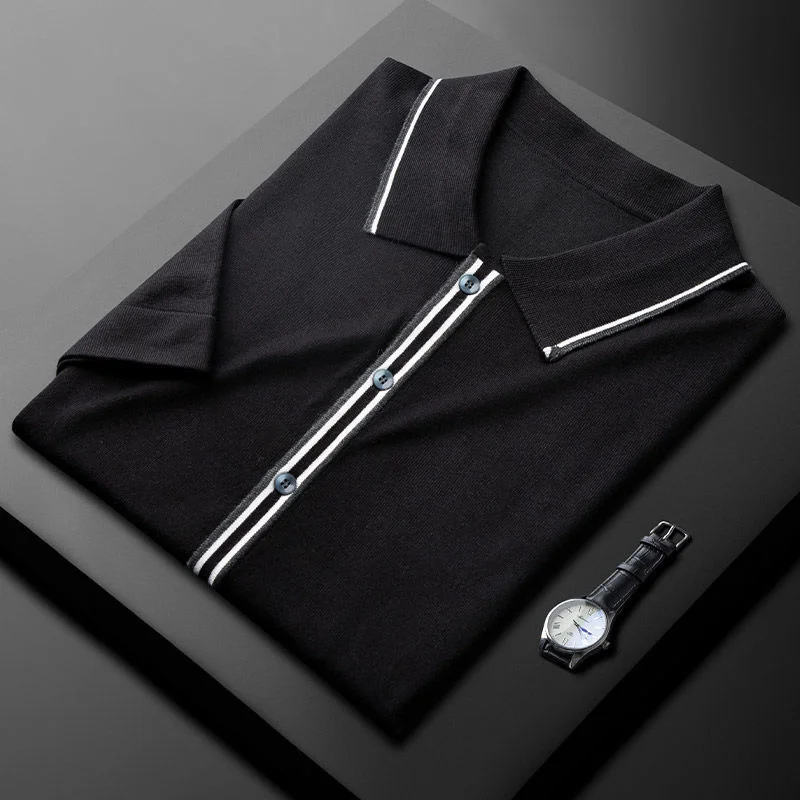 gömlek yaz polo Premium erkek lüks örme kısa kollu slim fit Kore moda tasarımcısı yarım kollu rahat iş tişörtü
