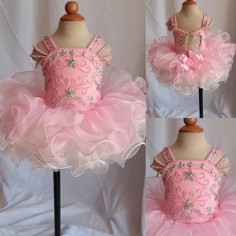 Kabarık Diz Boyu balo elbisesi ile Sevimli Bebek İçin Boncuk Yay Aç Geri Toddler Kız Doğum Günü Partisi Törenlerinde
