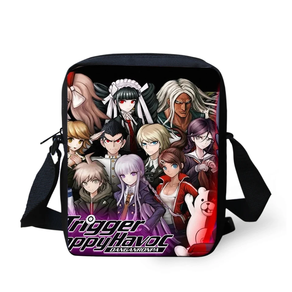 Kadın postacı çantası Danganronpa Baskılar Desen Kızlar Çapraz Vücut Çanta Sıcak Anime Tasarımcı Kızlar Mini Flaps Çanta