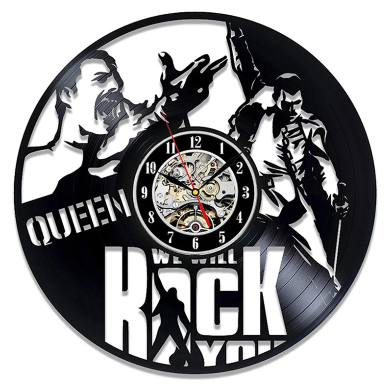 Kraliçe Rock Grubu duvar saati Modern Tasarım Müzik Tema Klasik Vinil Kayıt Saatleri Duvar Saati Sanat Ev Dekor Hediyeler Müzisyen için
