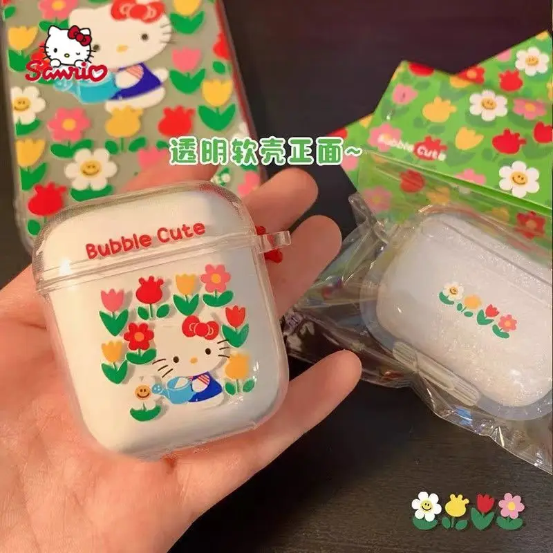 Sanrio Hello Kitty karikatür sevimli bluetooth kablosuz kulaklık kutusu Airpods1 2 3 Hava bakla pro kulaklık kutusu Kılıf Kapak