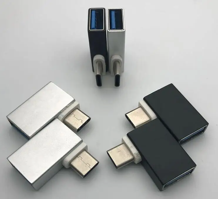 Sağ Açılı 90 Derece USB 3.1 tip c USB-C Tip-C erkek USB 3.0 A Dişi OTG Adaptör konnektör dönüştürücü Dizüstü Bilgisayar için