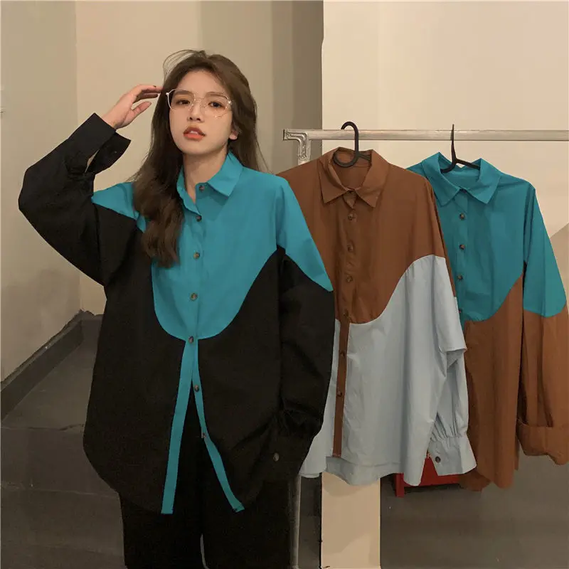 Uzun Kollu kadın Yeni Yaz Gömlek Düğmesi Bluz Baskı Üstleri Giyim Kore Moda Streetwear Bahar Giysileri 2022