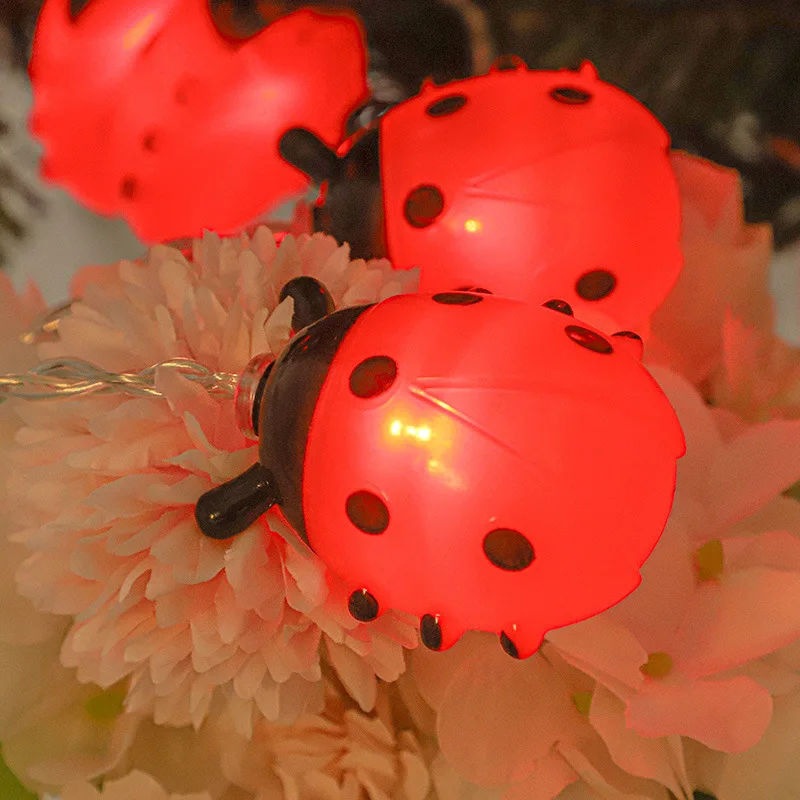 Uğur böceği LED dize ışıkları kapalı pil kumandalı Garland yılbaşı dekoru tatil sevgililer günü partisi Düğün peri aydınlatma