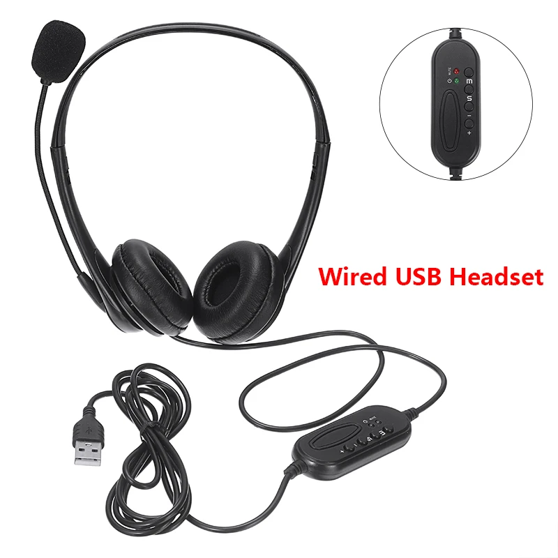 Yeni Kablolu USB Kulaklık / Mikrofon Gürültü Iptal Iş Ofis ıçin Taşınabilir Konferans Kablolu Kulaklık Kulaklık 1.8 M Kablo