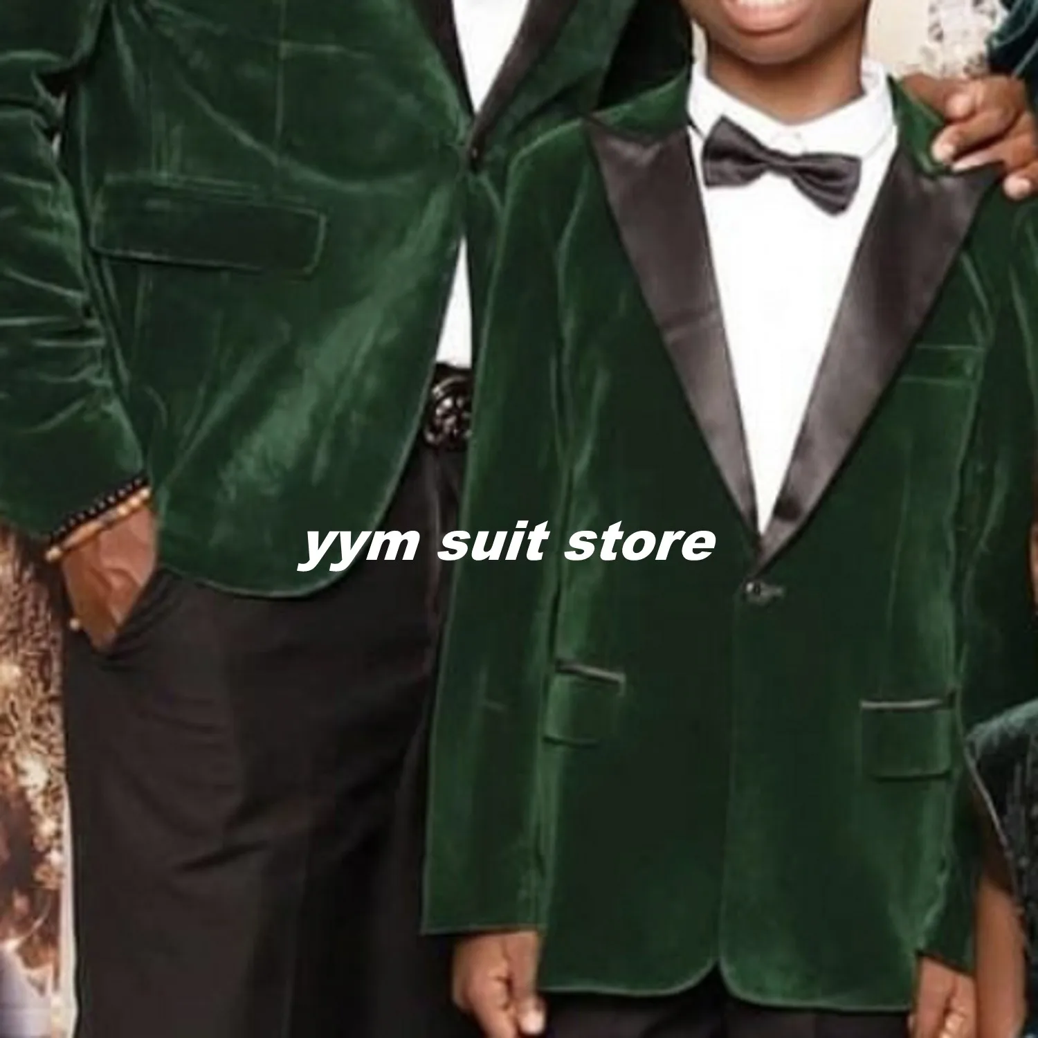 Yeşil Kadife Düğün Kral Erkek Takım Elbise 2023 Yüzük Taşıyıcı çocuğun resmi giysi Kıyafetleri Blazers (Ceket +Pantolon) doğum Günü Partisi