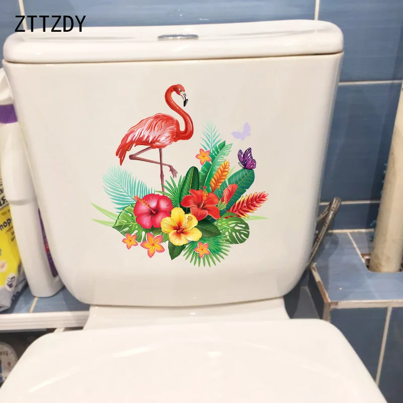 ZTTZDY 21.4×22 CM Flamingo Buket Taze Tuvalet WC Dekor Aksesuarları Çocuk Odası duvar çıkartmaları T2-1188